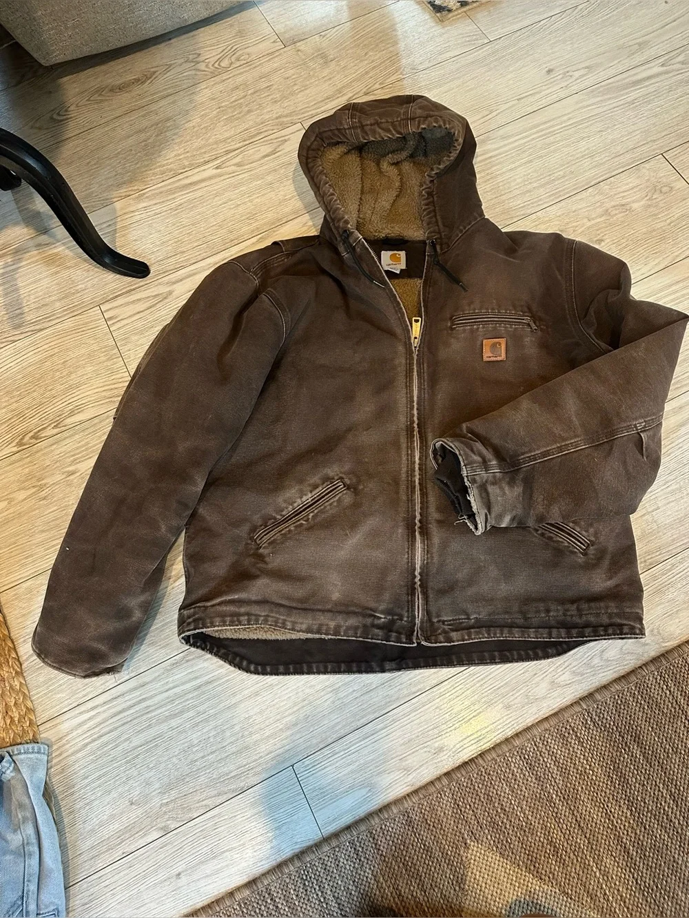 Vintage Carhartt Brown Hooded Work Jacket XL